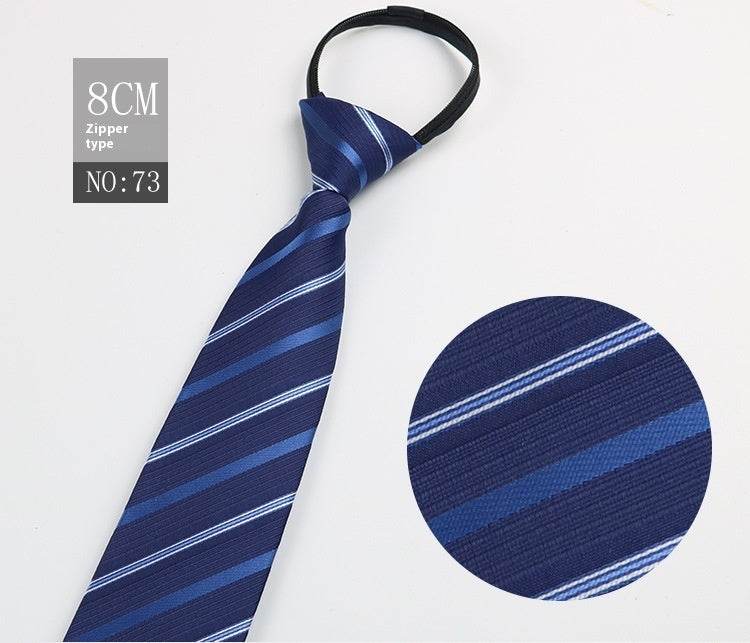 Black Striped Blue Business Tie - Lazy Zip Closure for Easy Wear - Buy Center