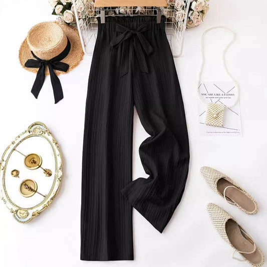 Women's Solid Color Wide Leg Pants - Trendy Belted Style for Every Occasion - Buy Center
