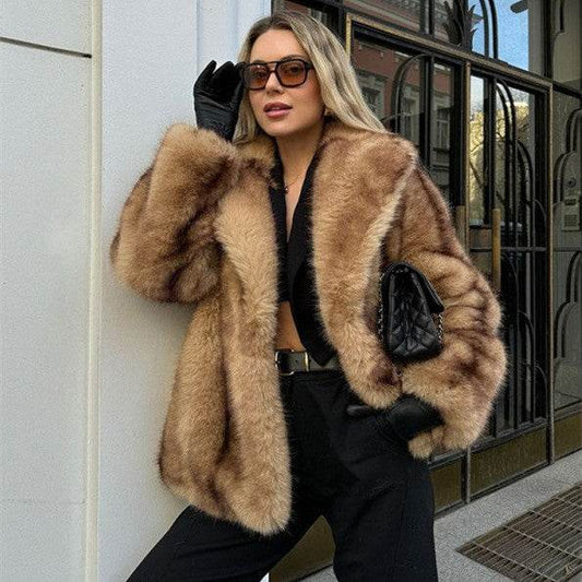 Street Fur Coat for Women - Cozy Short Brown Top, Modern Style 2025 - Buy Center