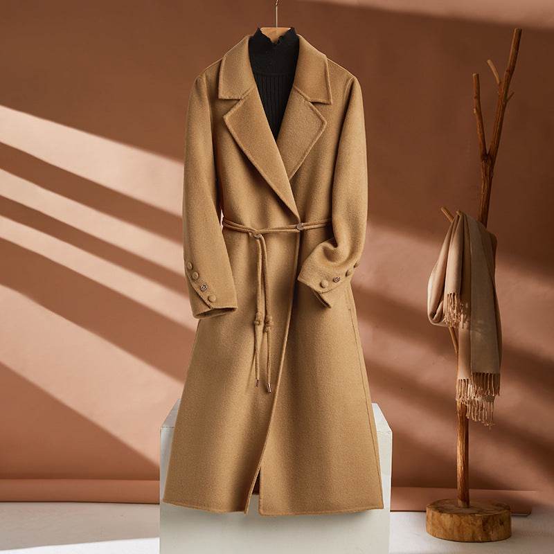 Buycenter Women's Wool Blend Cashmere Coat - Autumn Winter Long Design - Buy Center