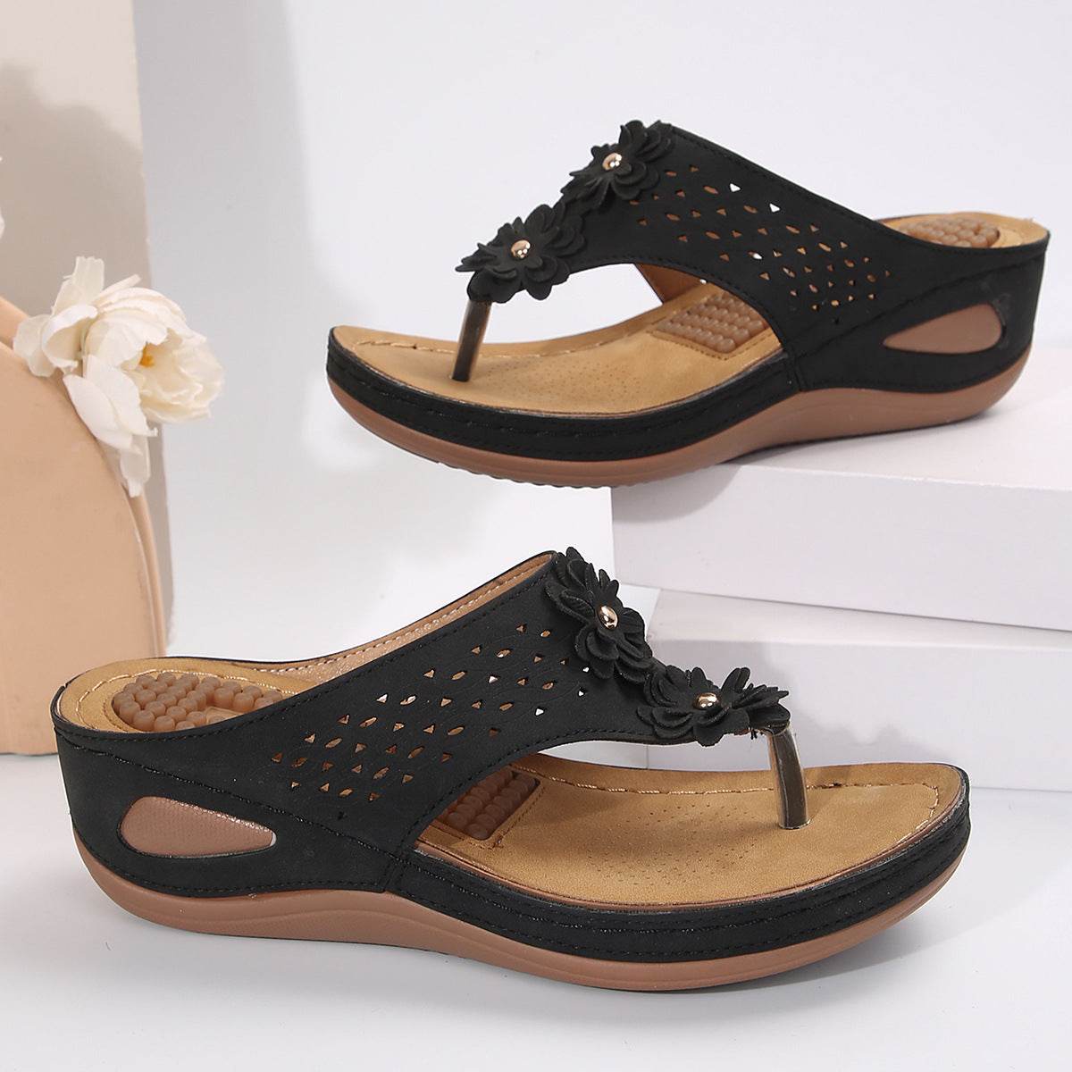 Buycenter Casual Wedge Flip-Flops - Stylish Beach Shoes for Women - Buy Center