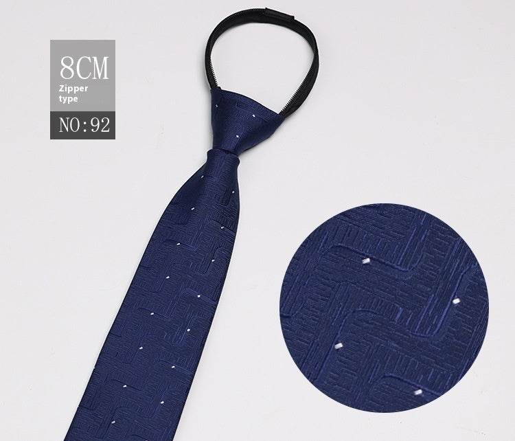 Black Striped Blue Business Tie - Lazy Zip Closure for Easy Wear - Buy Center