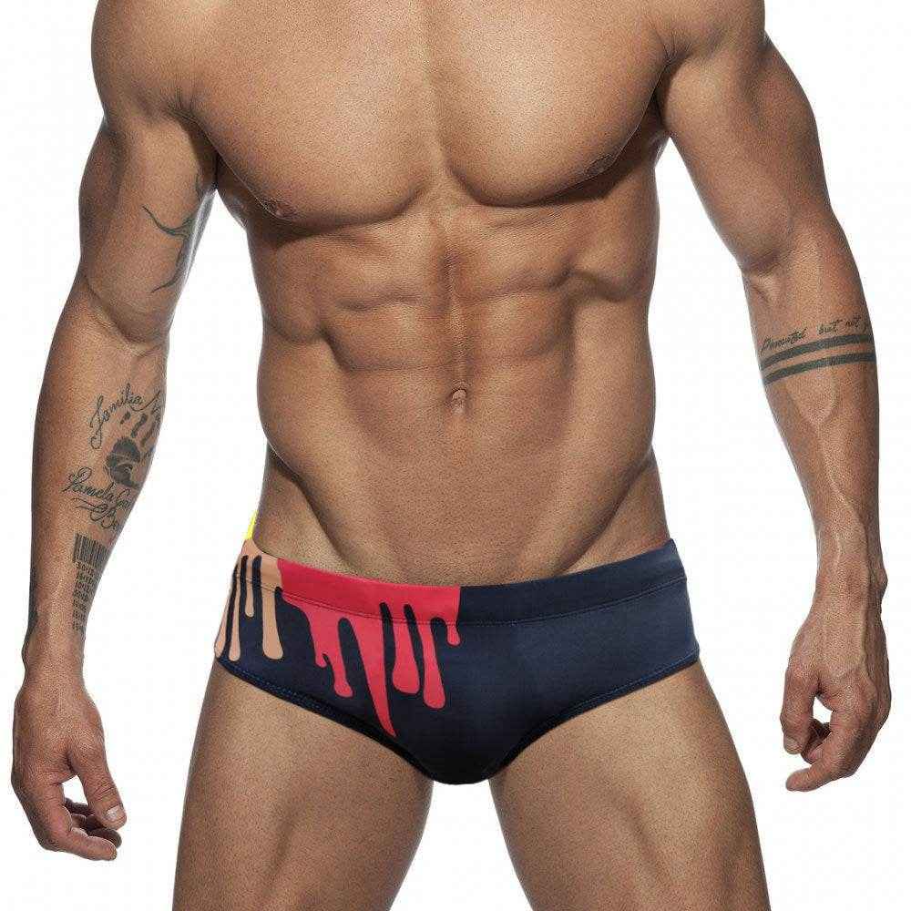 Stylish Men's Swim Briefs - Sexy Color Printed Tape Cup Design