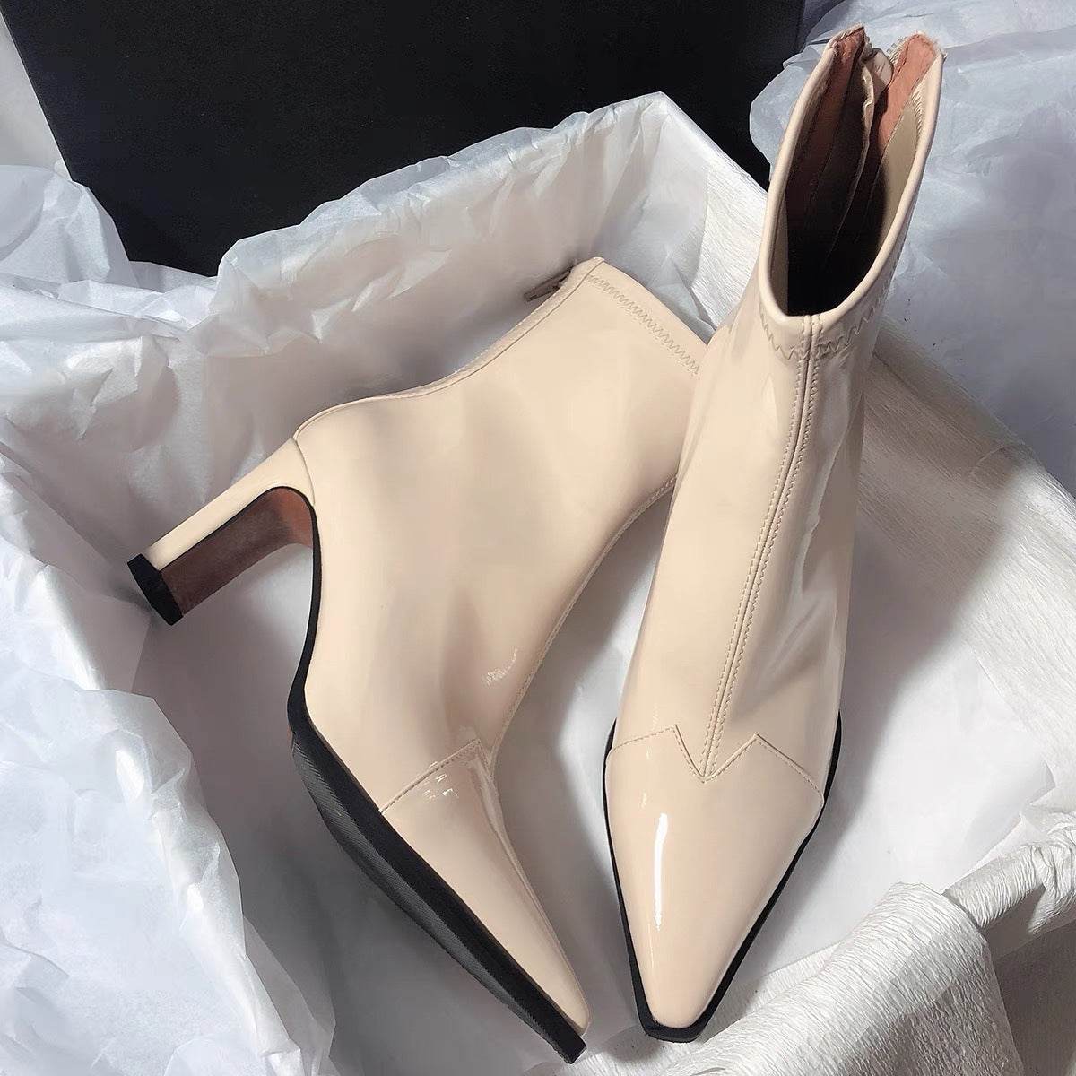 Women's Retro Patchwork Ankle Boots - Stylish Solid Color Footwear - Buy Center