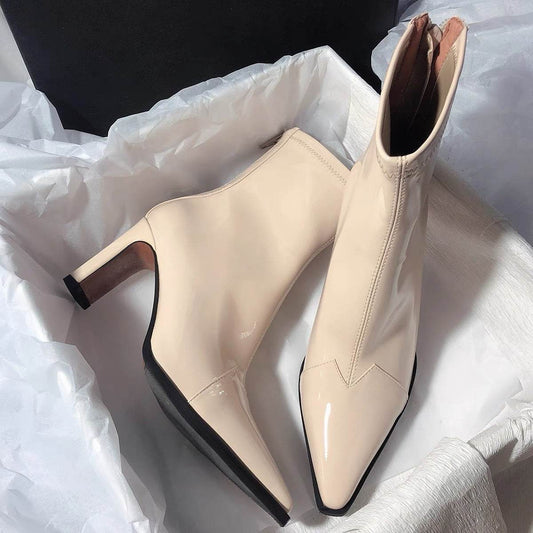 Women's Retro Patchwork Ankle Boots - Stylish Solid Color Footwear - Buy Center