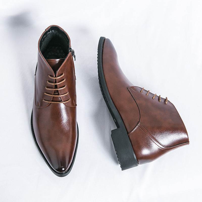Stylish High-Top Martin Boots with Zipper - Height Increasing Design - Buy Center