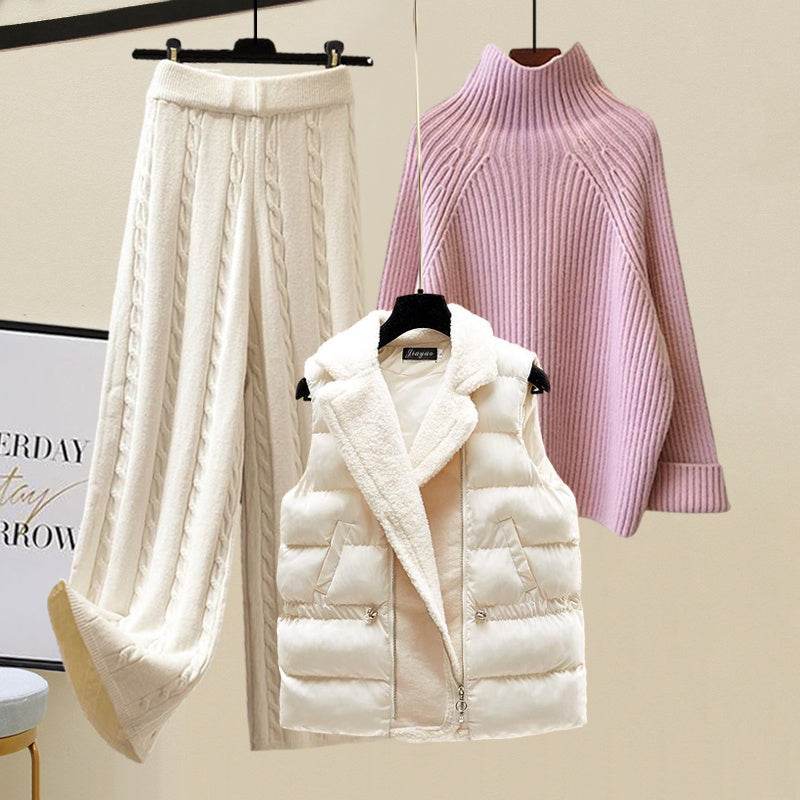 Buycenter Women's Autumn Winter Sweater Vest and Pants Set - Stylish Comfort - Buy Center