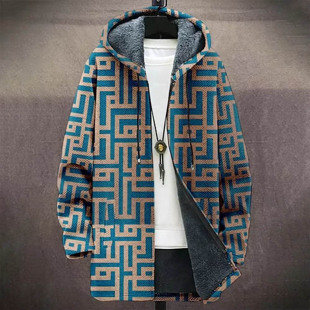 Stylish Digital Printed Men's Trench Coat - Trendy Mid-Length Cardigan - Buy Center