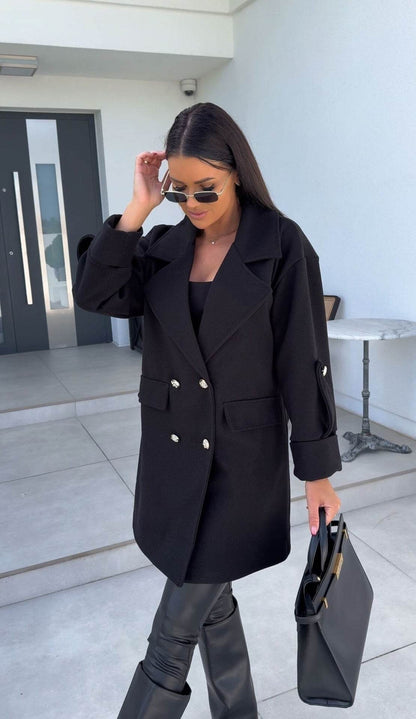 Women's Double Breasted Woolen Coat - Stylish Winter Fashion, All-Match - Buy Center