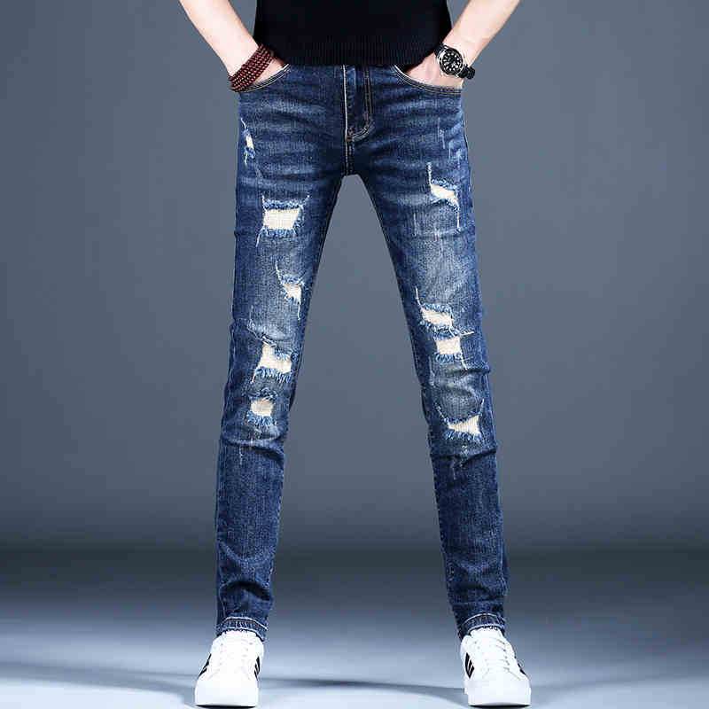 Ripped Fleece Padded Jeans for Men - Stretch Slim-Fit Casual Style - Buy Center
