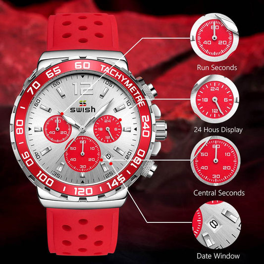 Buycenter Men's Sports Quartz Watch - Luminous Silicone Strap, Trendy Styles - Buy Center