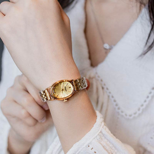 Elegant Oval Steel Watch for Women - Gold & Red Antique Style 2025 - Buy Center