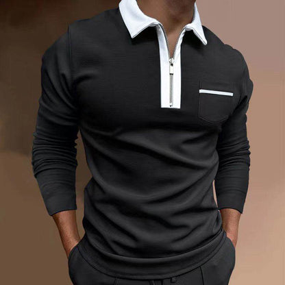 Buycenter Slim Fit Long Sleeve Men's T-Shirt - Zipper Decoration Styles - Buy Center