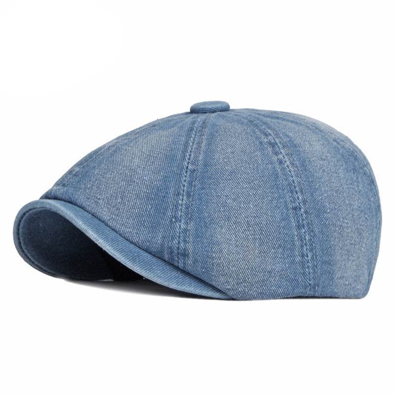 Spring & Autumn Washed Denim Beret - Stylish Octagonal Design for All Seasons - Buy Center