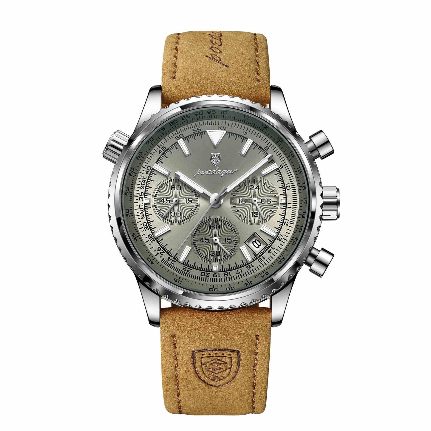 Men's Multi-Functional Quartz Watch - Waterproof Leather Strap, Stylish Design - Buy Center