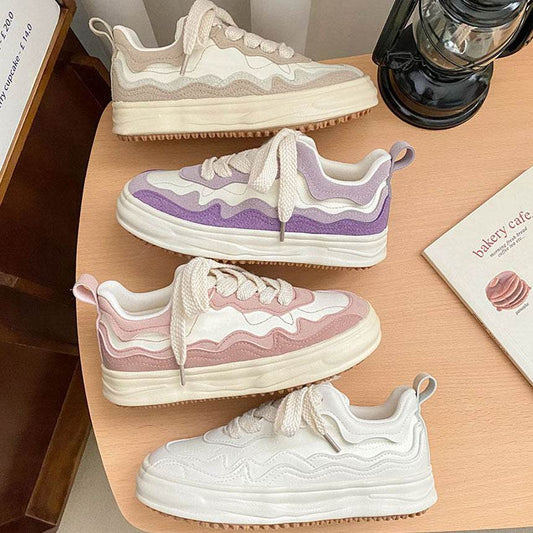 Girl’s Casual Platform Sneakers - Chic Mid-Top Vulcanize Shoes for All Seasons - Buy Center