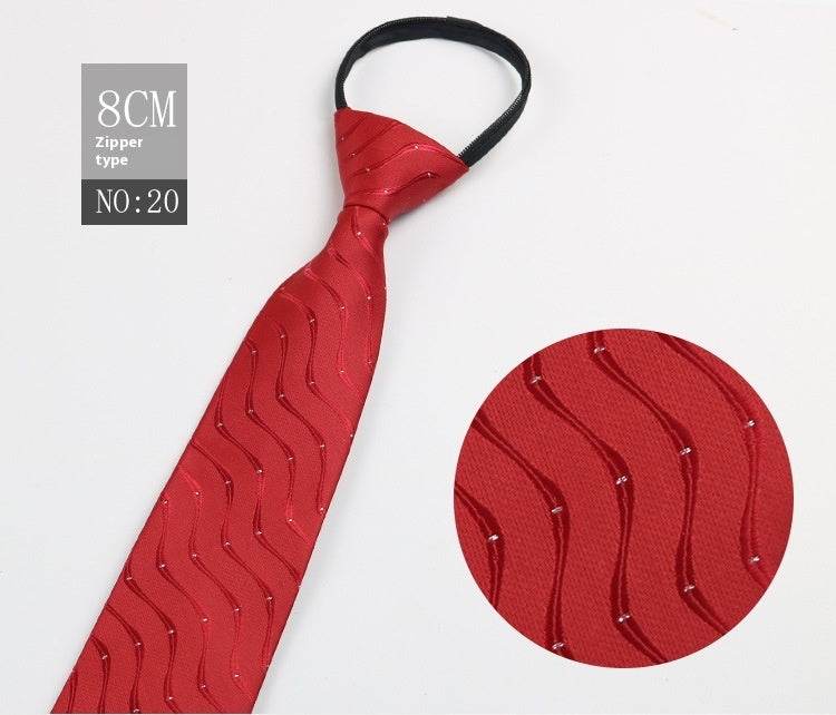 Black Striped Blue Business Tie - Lazy Zip Closure for Easy Wear - Buy Center