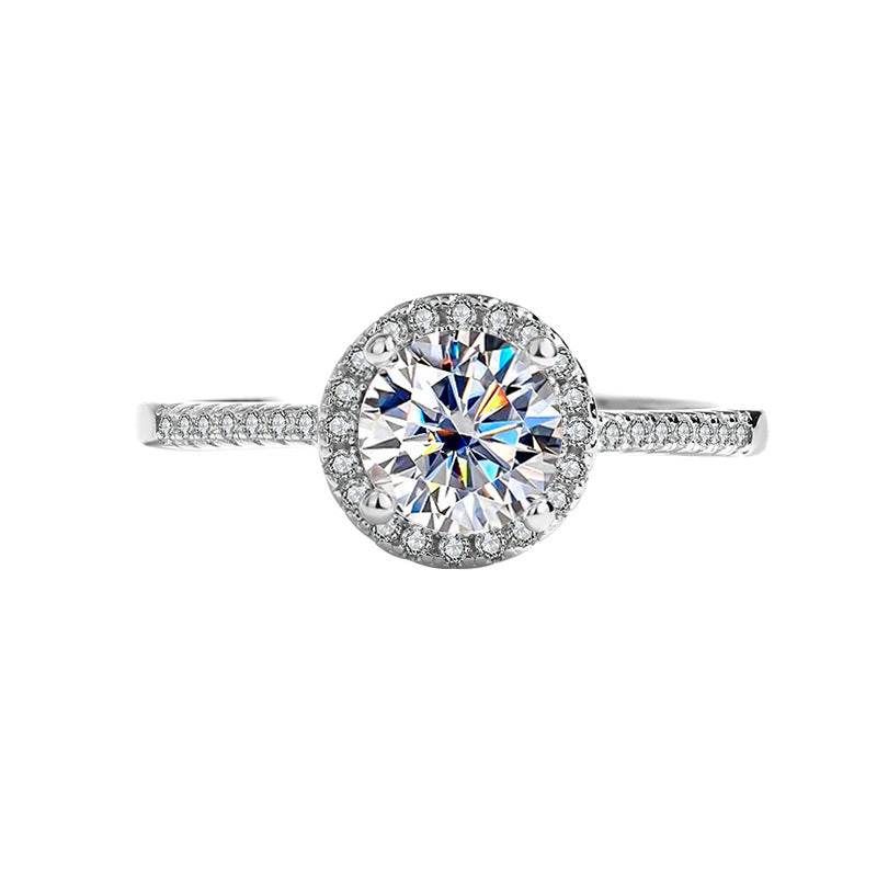 Buycenter S925 Sterling Silver Moissanite Ring Necklace Set - Elegant Design - Buy Center