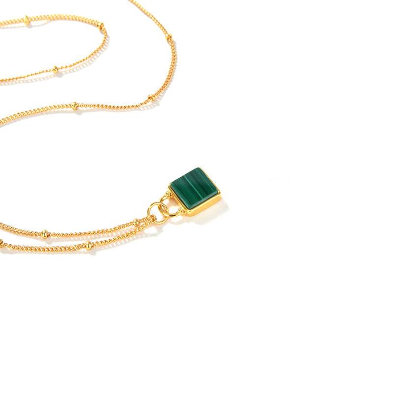BuyCenter S925 Sterling Silver Malachite Keychain Necklace for Women - Buy Center