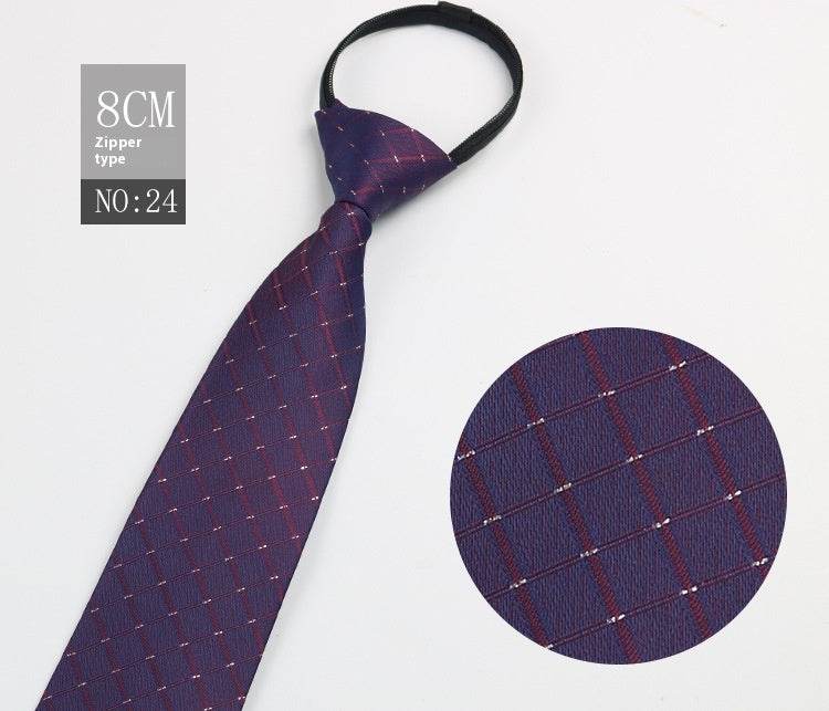 Black Striped Blue Business Tie - Lazy Zip Closure for Easy Wear - Buy Center