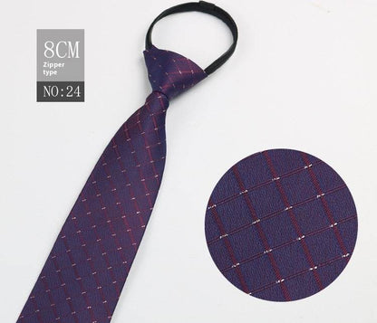 Black Striped Blue Business Tie - Lazy Zip Closure for Easy Wear - Buy Center