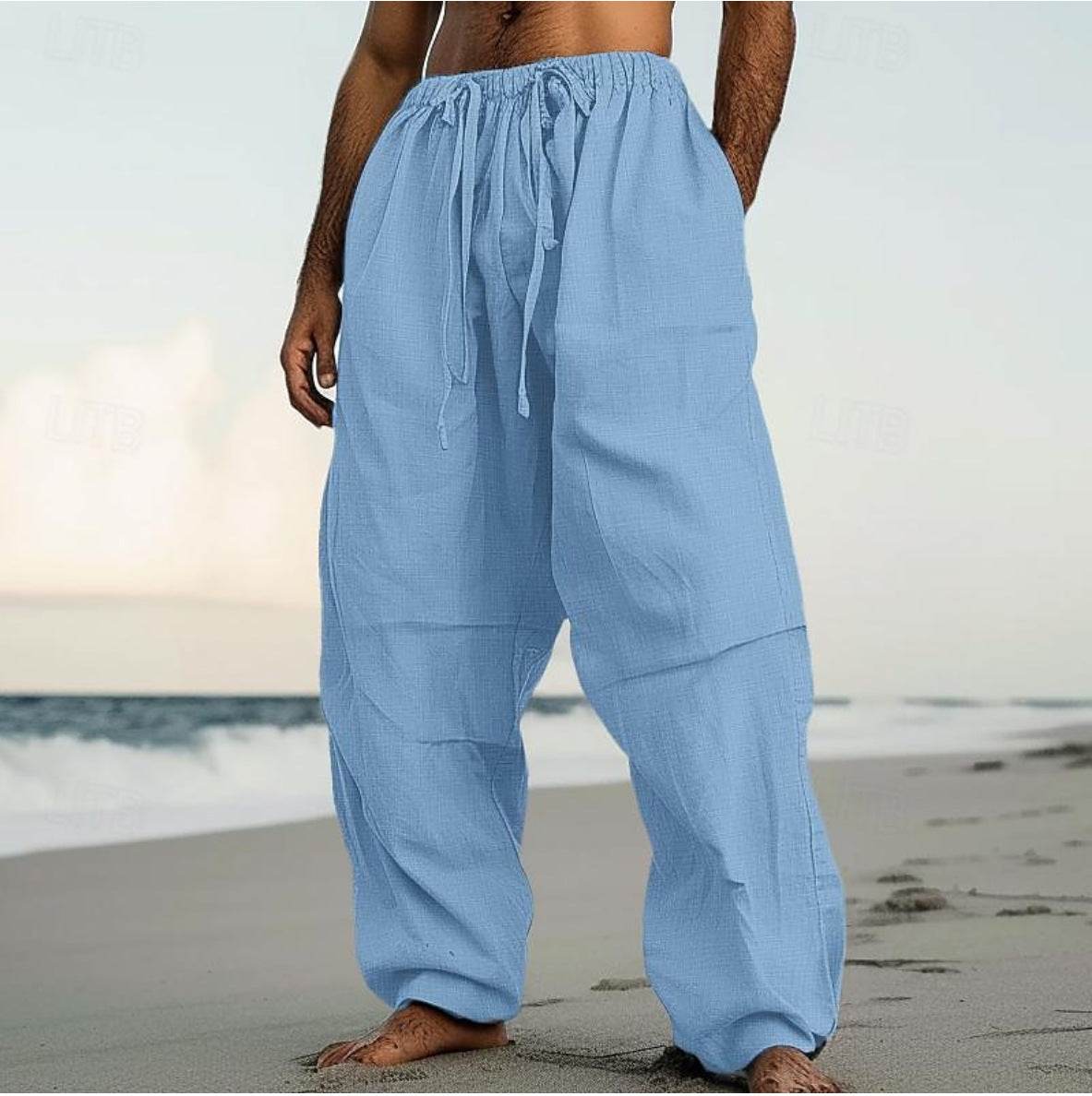 Comfortable Beach Straight-Leg Pants - Stylish Cotton Blend for Daily Wear - Buy Center