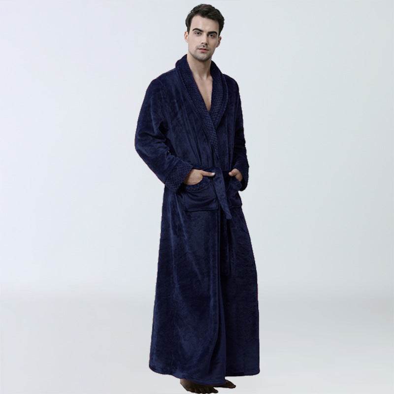 Men's Coral Fleece Nightgown - Warm Winter Pajamas & Lounge Wear - Buy Center