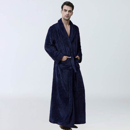Men's Coral Fleece Nightgown - Warm Winter Pajamas & Lounge Wear - Buy Center
