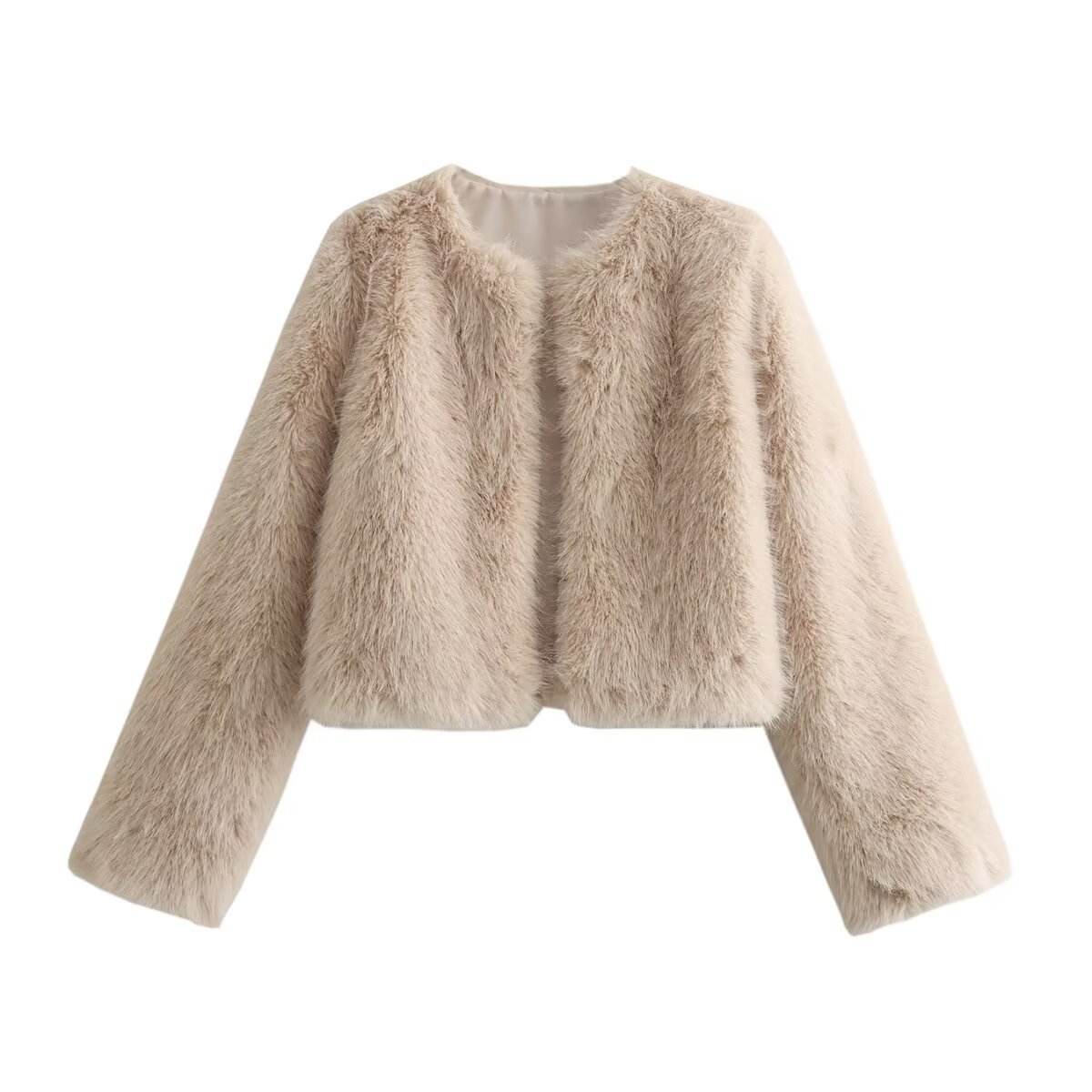 Stylish Polyester Imitation Fur Women's Cardigan Coat - Trendy Fashion 2025 - Buy Center
