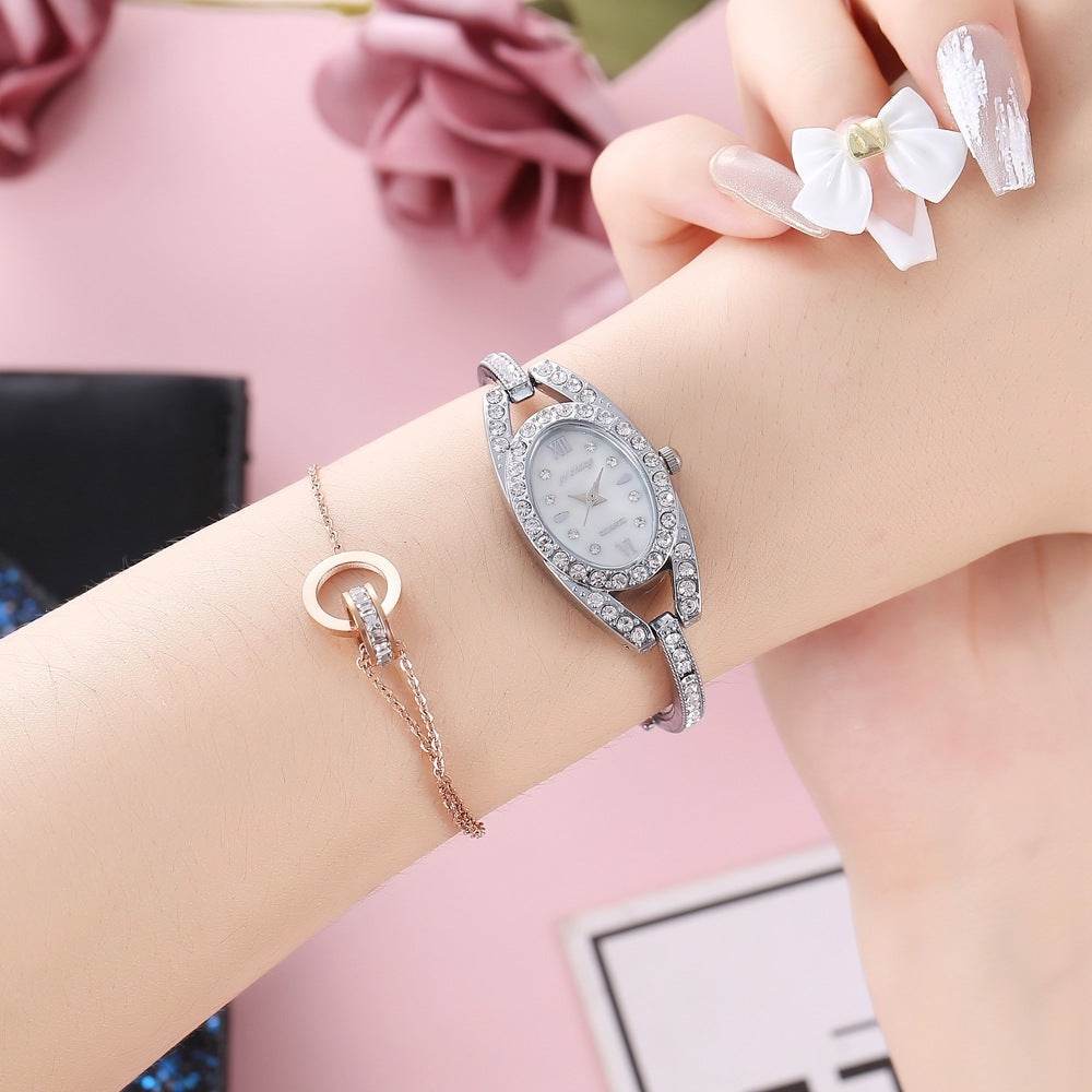 Buy Center Female Student Oval Diamond Watch - Rose Gold & Silver Styles - Buy Center