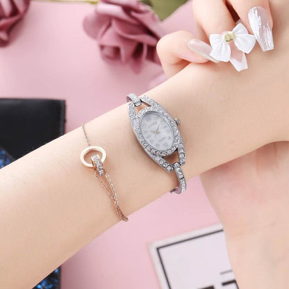 Buy Center Female Student Oval Diamond Watch - Rose Gold & Silver Styles - Buy Center