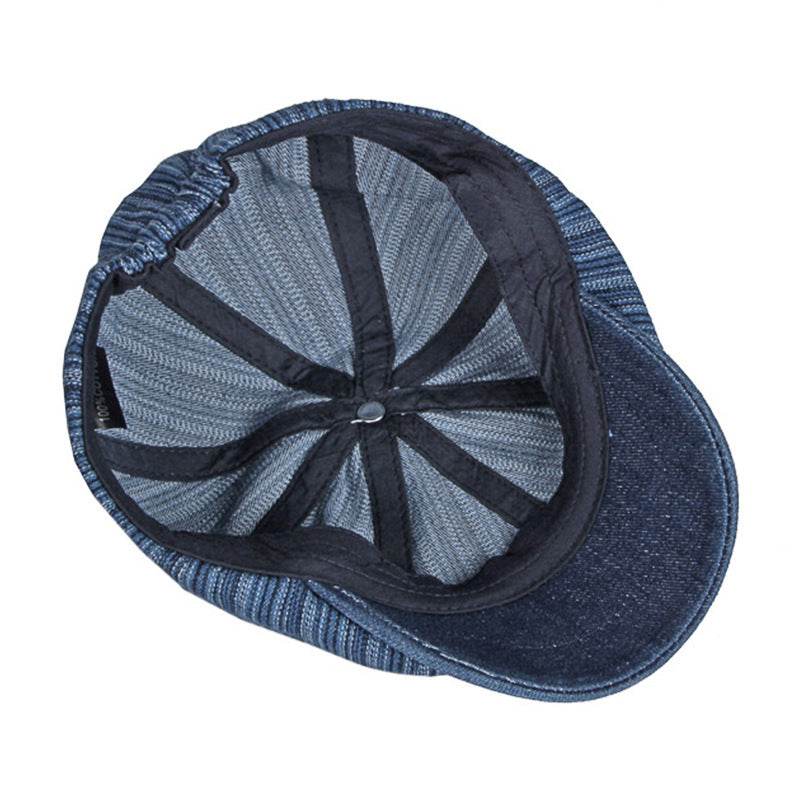 Spring & Autumn Washed Denim Beret - Stylish Octagonal Design for All Seasons - Buy Center