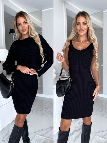 Buycenter Women's Solid Stripe Top & Skirt Set - Fashionable Autumn Style - Buy Center