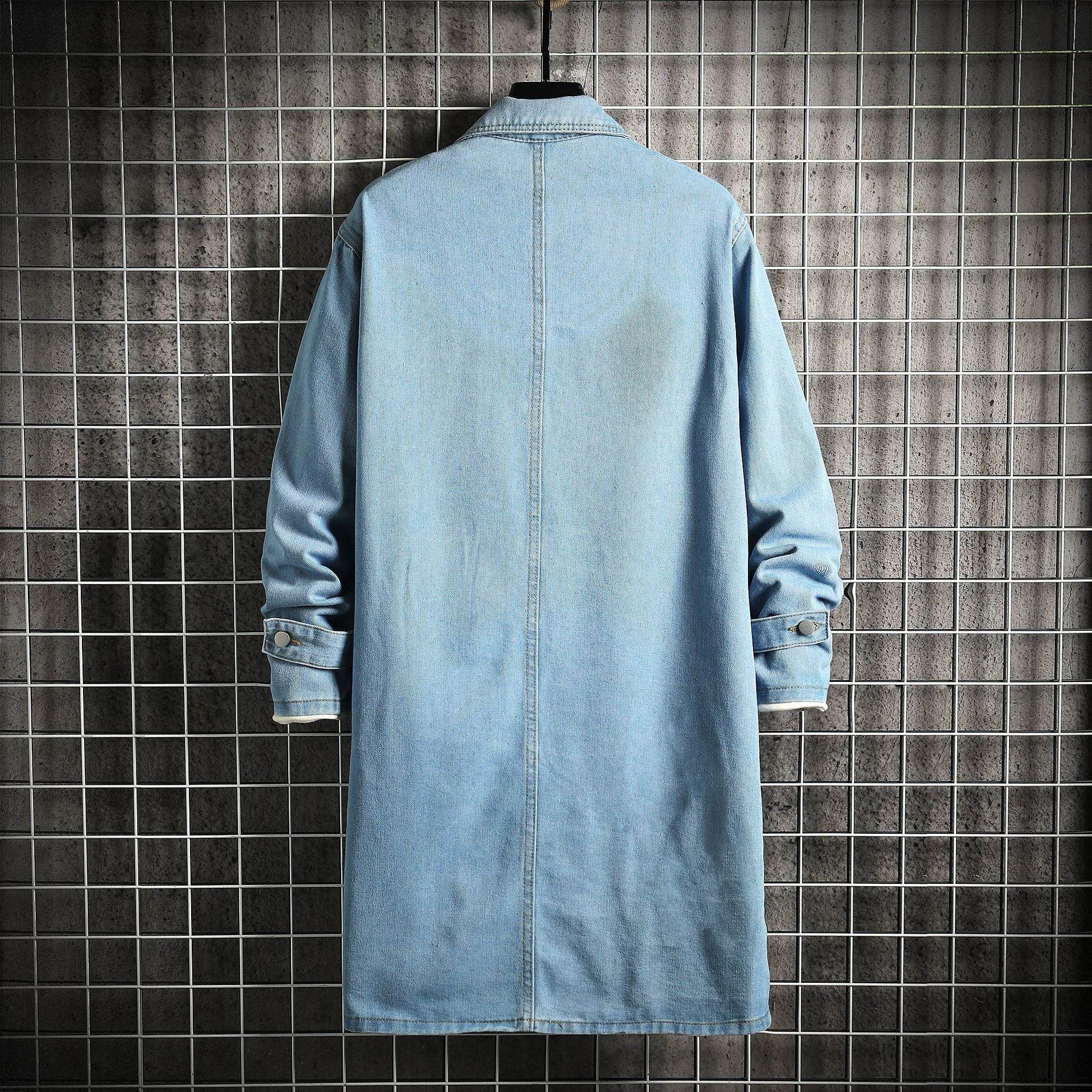 Men's Denim Trench Coat - Stylish Casual Mid-Length for All Occasions - Buy Center