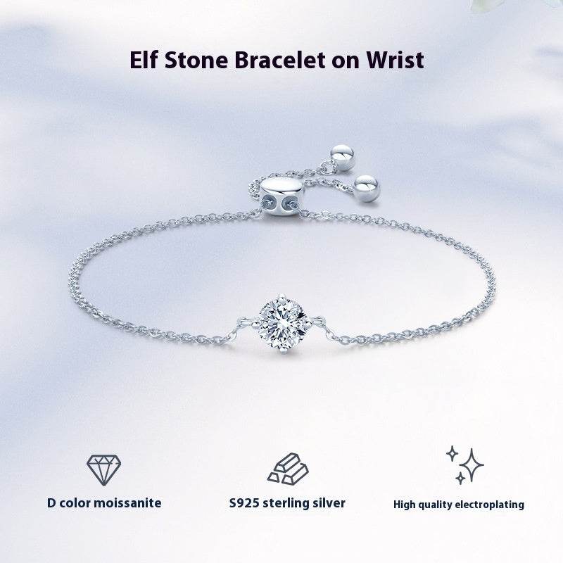 Buy Center Classic Moissanite Bracelet - Elegant 925 Silver Four-Claw Design - Buy Center