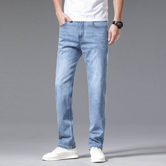 Buycenter Men's Plus Size Loose Straight Jeans - Mid-Waist Denim Pants - Buy Center