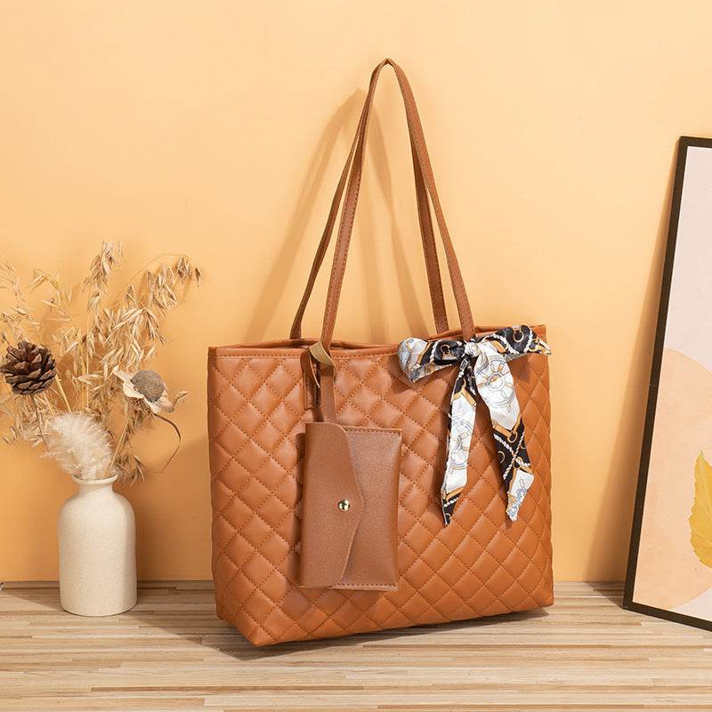 Buycenter Large Capacity Tote Bag - Women's Diamond Plaid Design - Buy Center