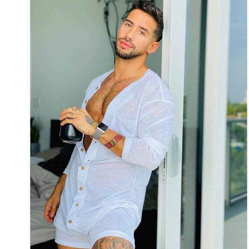 Pure Color Tight Jumpsuit for Men - Stylish Homewear in Classic Colors