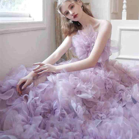 Buycenter High-End Evening Toast Dress - Pompous Skirt & Floral Design - Buy Center