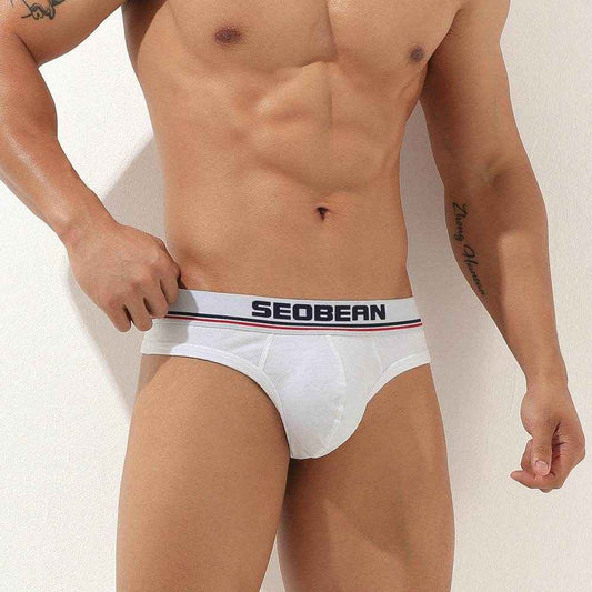 Plain Low Waist Men's Triangle Underwear - Comfortable Cotton Boxers