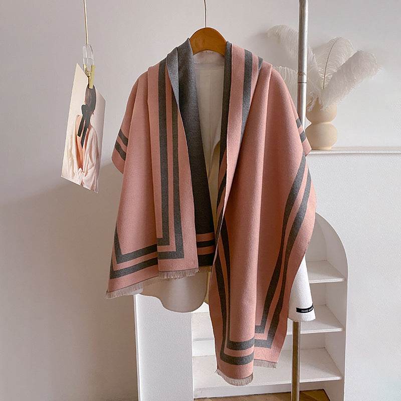 Thickened Warm Women's Scarf - Geometric Jacquard Design for Winter Style - Buy Center