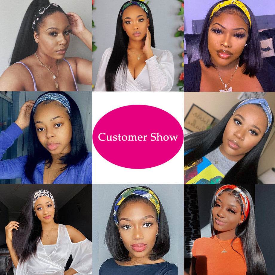 Human Hair Headband Wig - No Lace, Straight Style for Effortless Flair - Buy Center