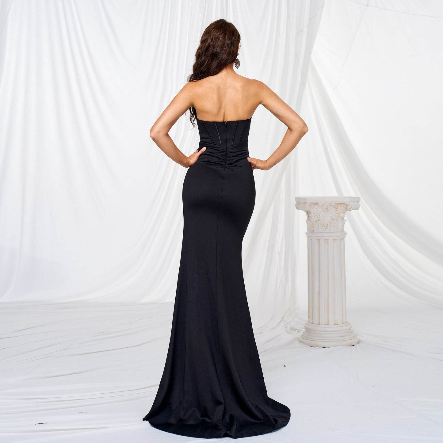 Elegant Long Hem Off-Neck Evening Dress - Sequins & High Waist Style - Buy Center