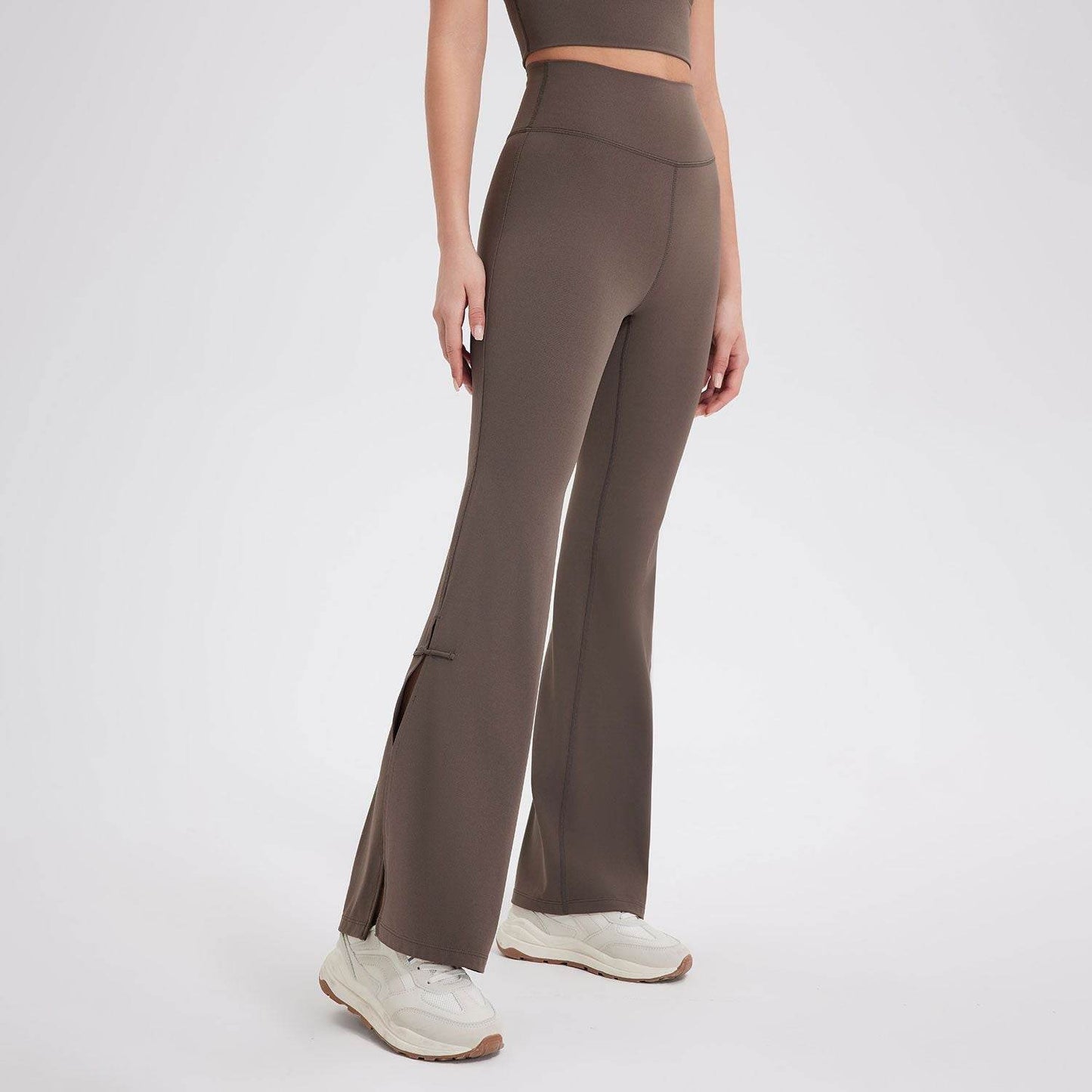 Peach High Waist Bell-Bottom Leggings - Stylish Sportswear for Fitness - Buy Center