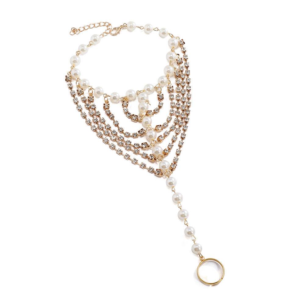 Luxurious Beach Foot Ornaments - Diamond Claw & Pearl Tassel Jewelry - Buy Center
