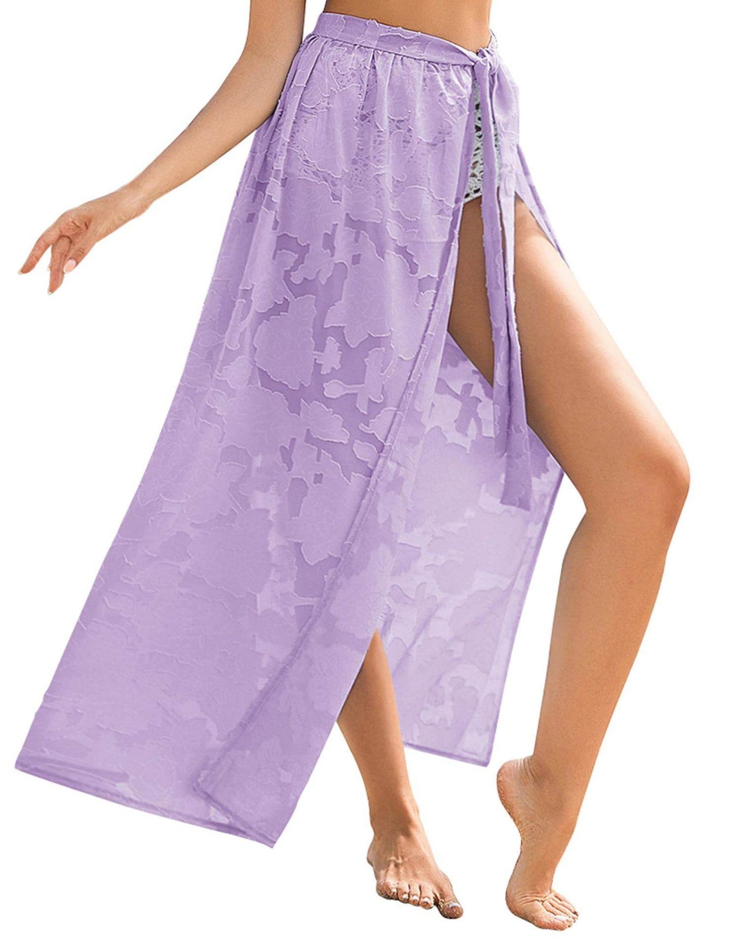Elegant Transparent Floral Swimsuit Overskirt - Lightweight Beachwear for Summer - Buy Center