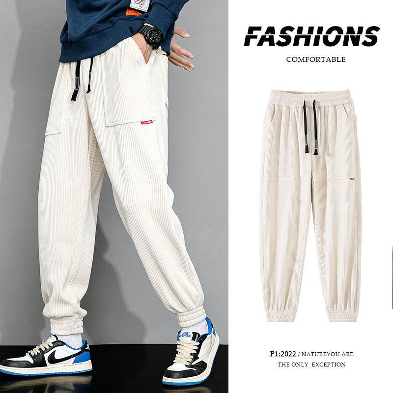 Men's Plus-Size Corduroy Casual Pants - Loose Wide Leg for Autumn Style - Buy Center