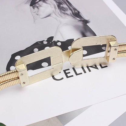 Elegant Metal Stretch Belt for Women - Chic Golden Elastic Accessory - Buy Center