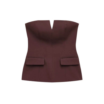 Buycenter Solid Color Strapless Tube Top - Slim Fit Women's Camis - Buy Center