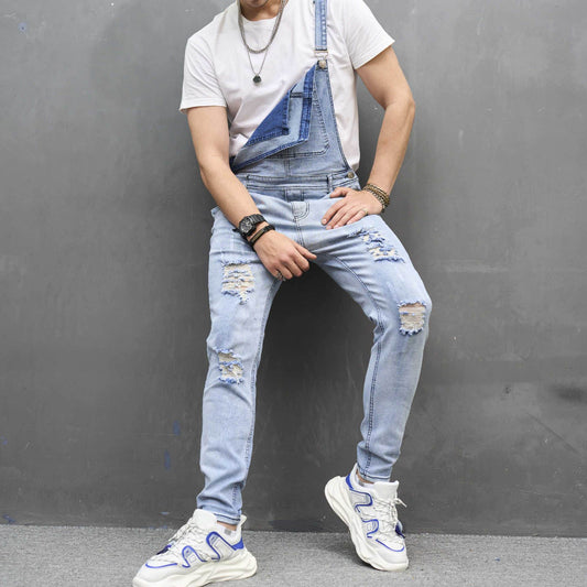 Buycenter Men's Slim Ripped Skinny Trousers - Stylish Denim for Spring & Autumn - Buy Center